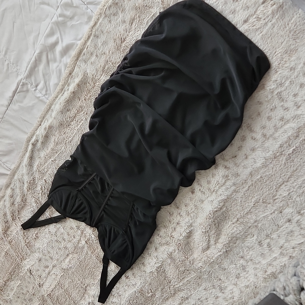 OhPolly Sheer Mesh Underwire Mini Dress